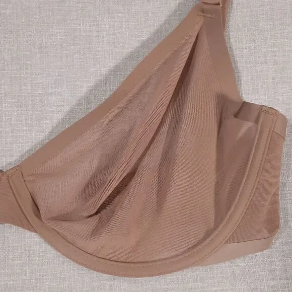 CUUP The Plunge Bra Size 32H NWOT Sheer Mesh Taupe Gold Hardware Triple Hook/Eye - Picture 8 of 14